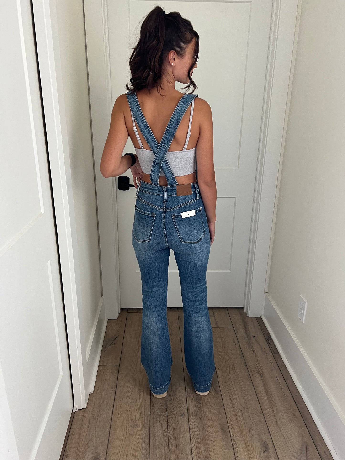 High Waist Flare Overalls