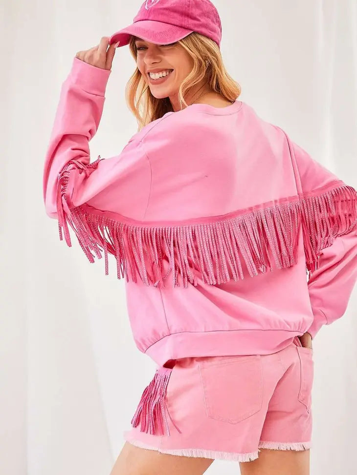 Pink Fringe Top