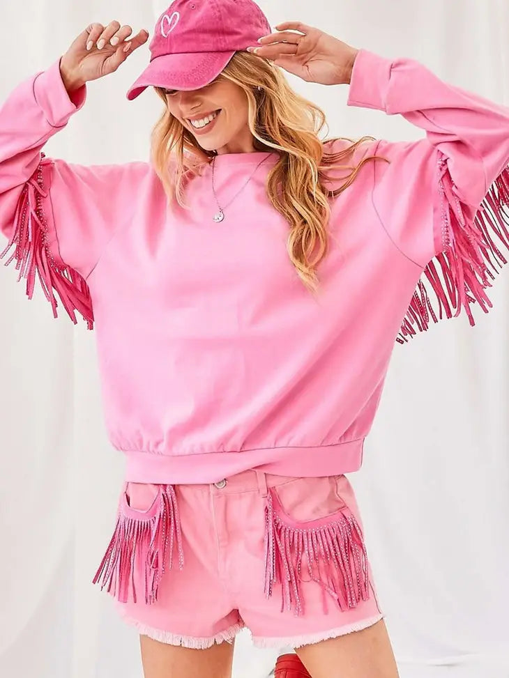 Pink Fringe Top