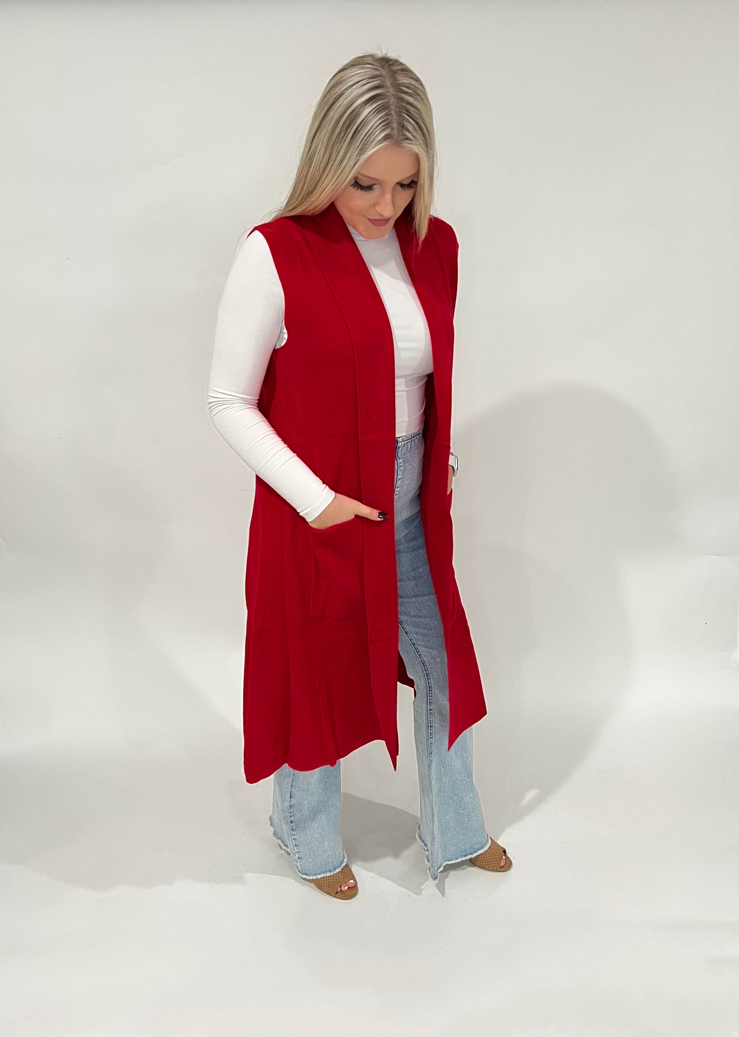 Long Red Cardigan