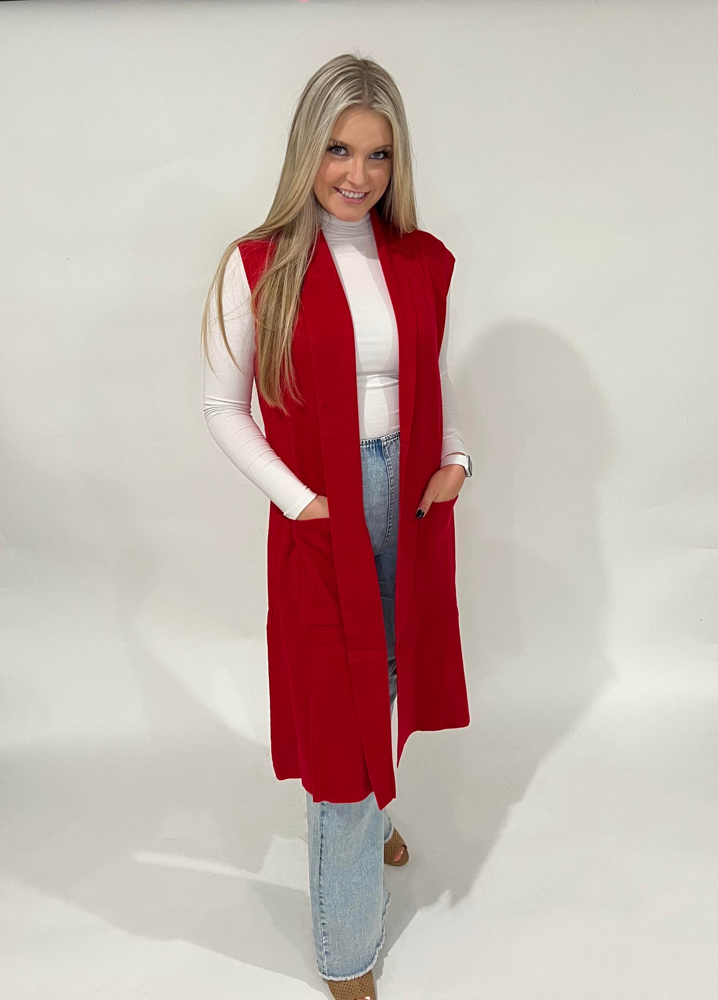 Long Red Cardigan