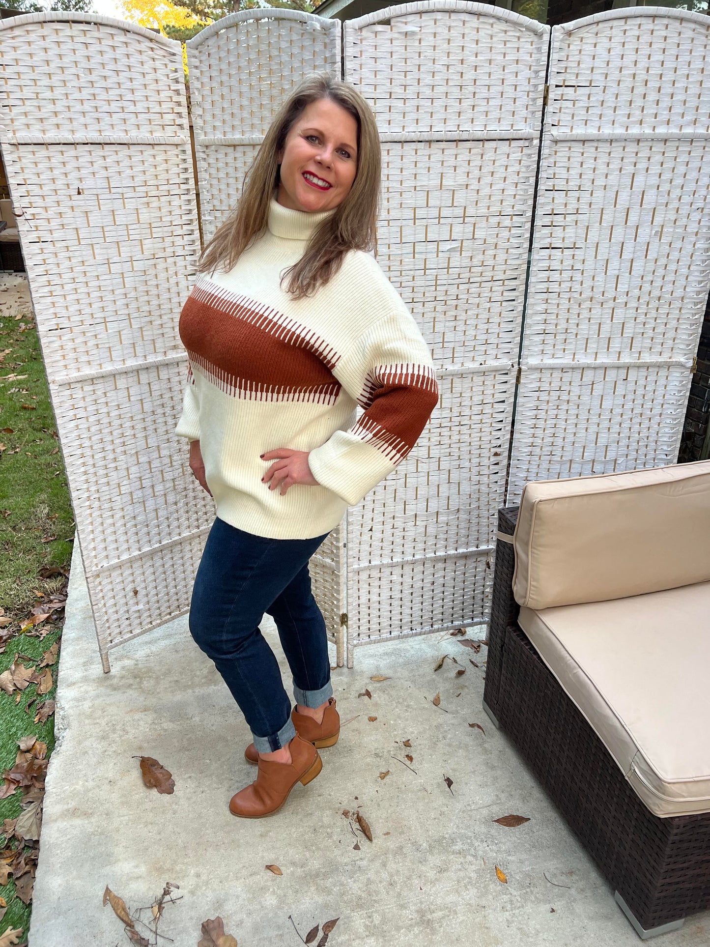 Ivory Brown Sweater